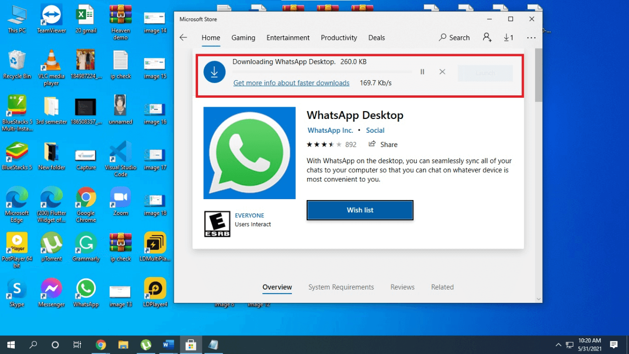 Downloading Whatsapp Desktop