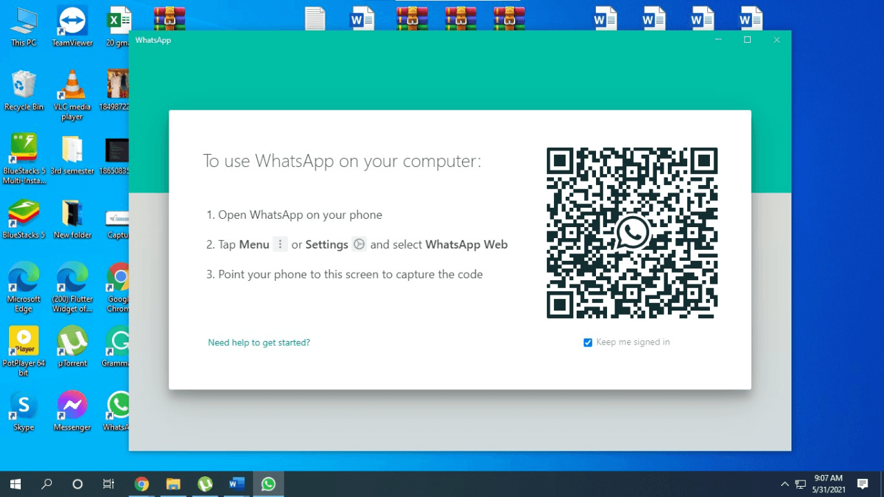 Whatsapp Desktop login QR scan code