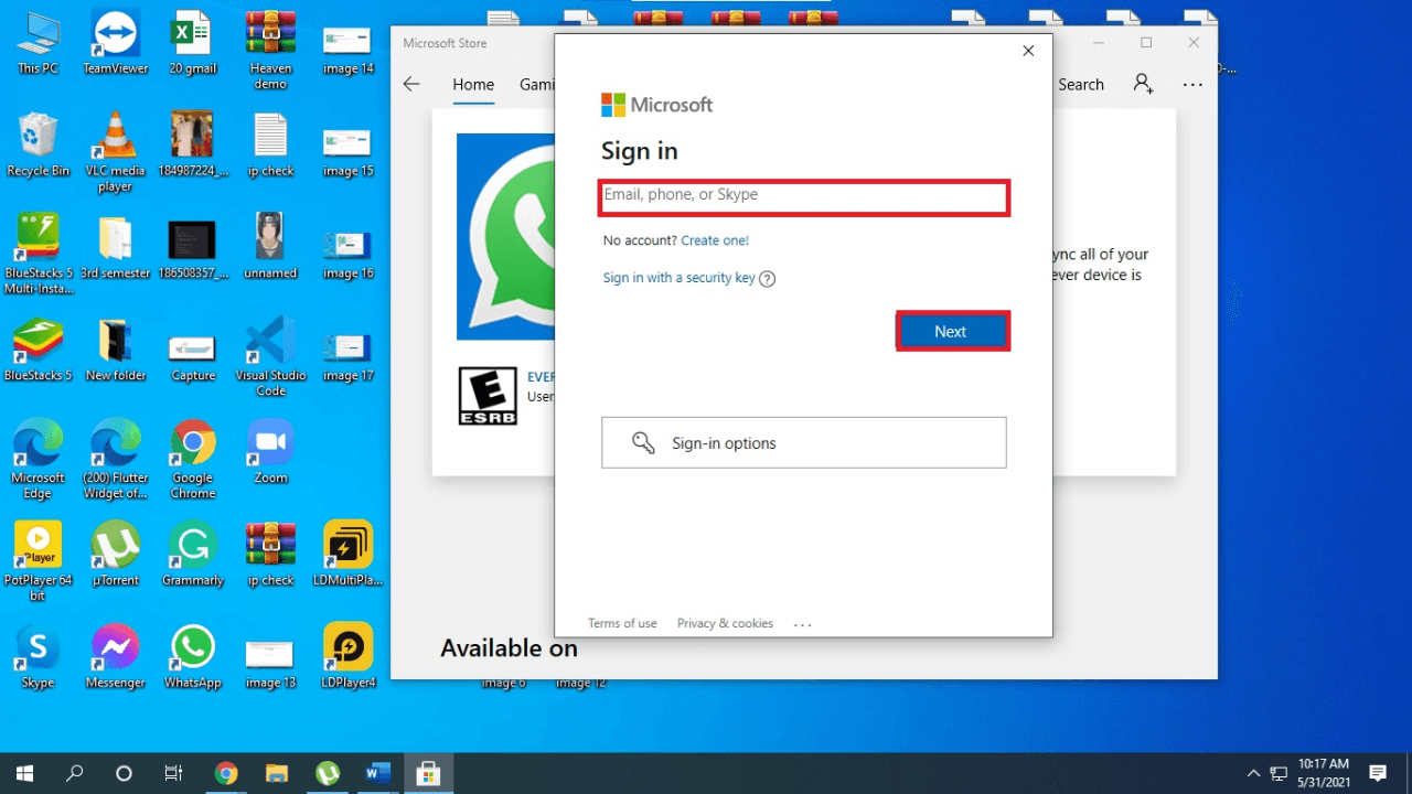 sign in microsoft with account info